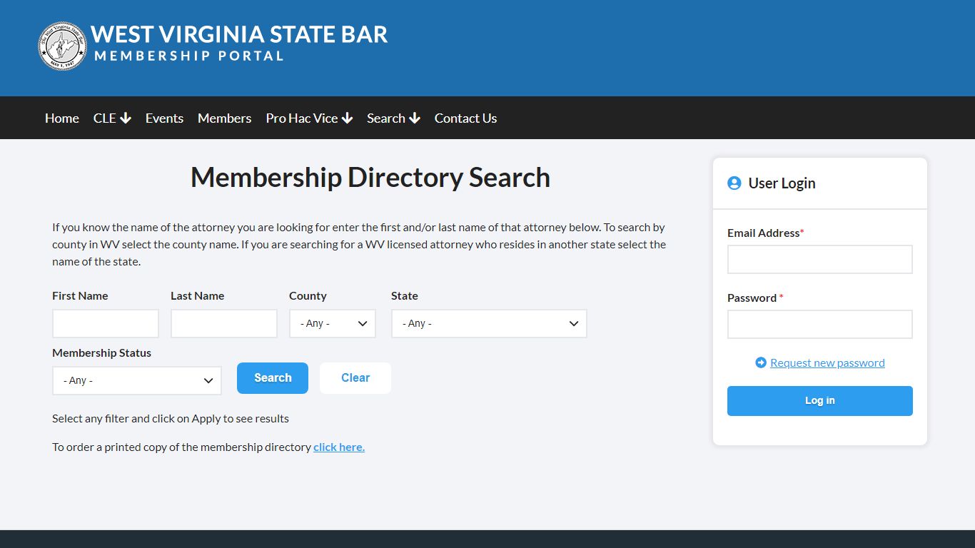 Membership Directory Search | The West Virginia State Bar Membership Portal