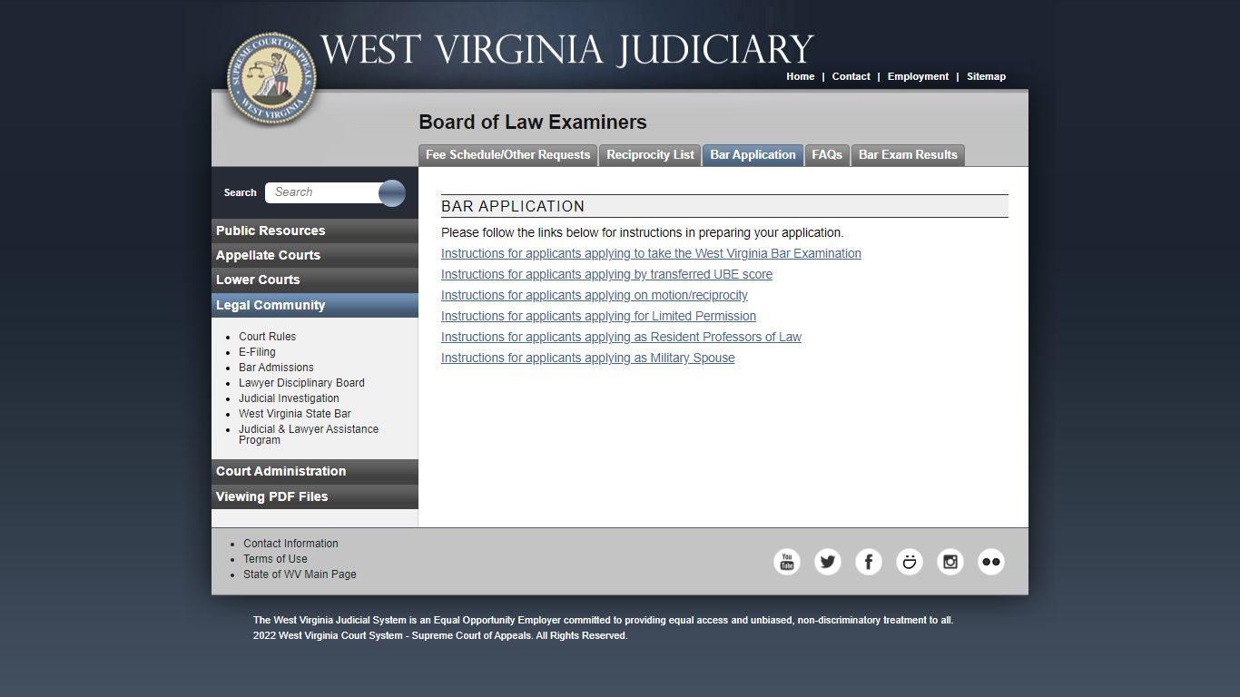 Board of Law Examiners | Bar Application - West Virginia Judiciary